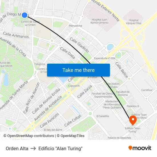 Orden Alta to Edificio "Alan Turing" map