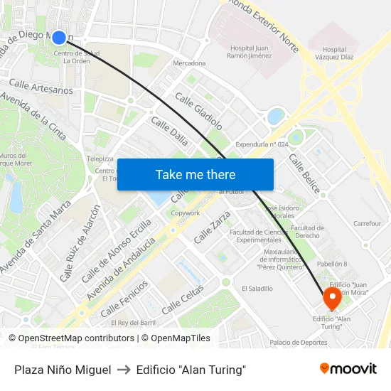 Plaza Niño Miguel to Edificio "Alan Turing" map