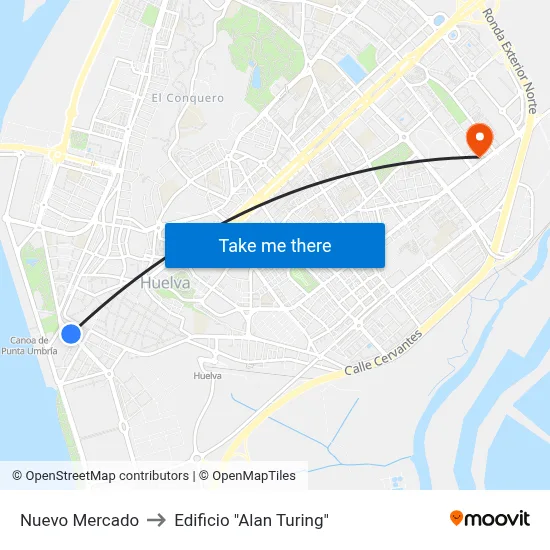 Nuevo Mercado to Edificio "Alan Turing" map