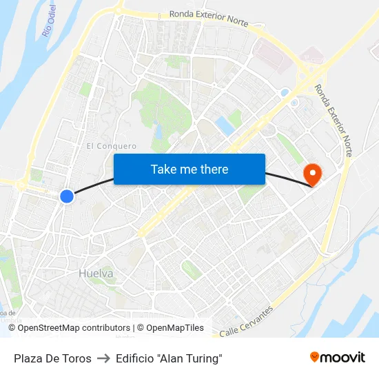 Plaza De Toros to Edificio "Alan Turing" map