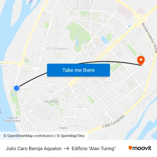Julio Caro Baroja Aqualon to Edificio "Alan Turing" map