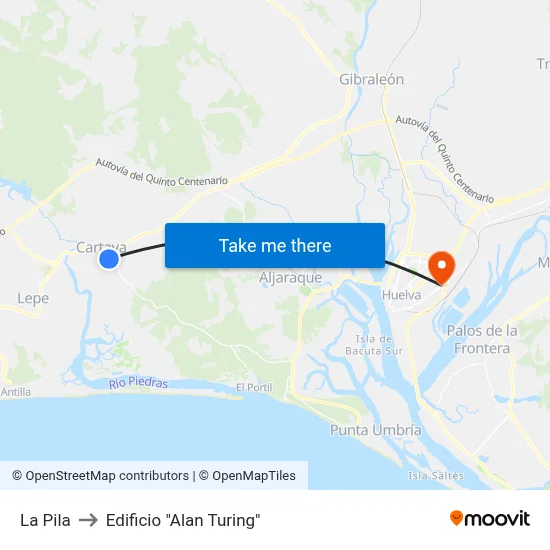 La Pila to Edificio "Alan Turing" map