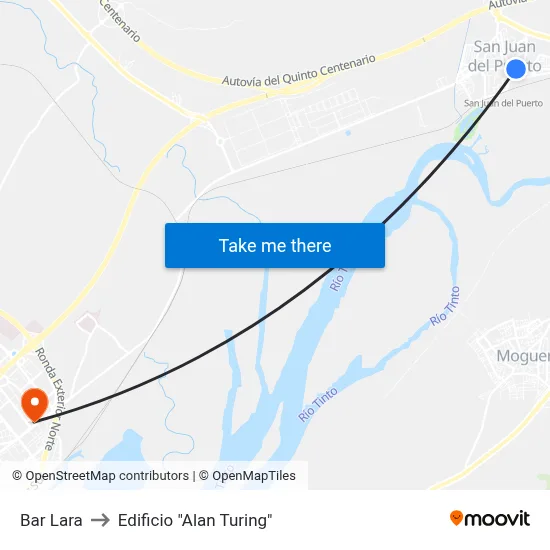 Bar Lara to Edificio "Alan Turing" map