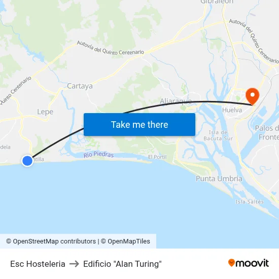 Esc Hosteleria to Edificio "Alan Turing" map