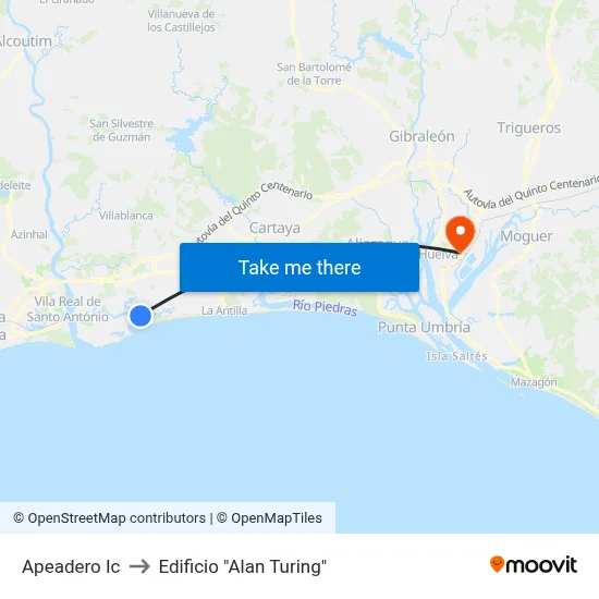 Apeadero Ic to Edificio "Alan Turing" map