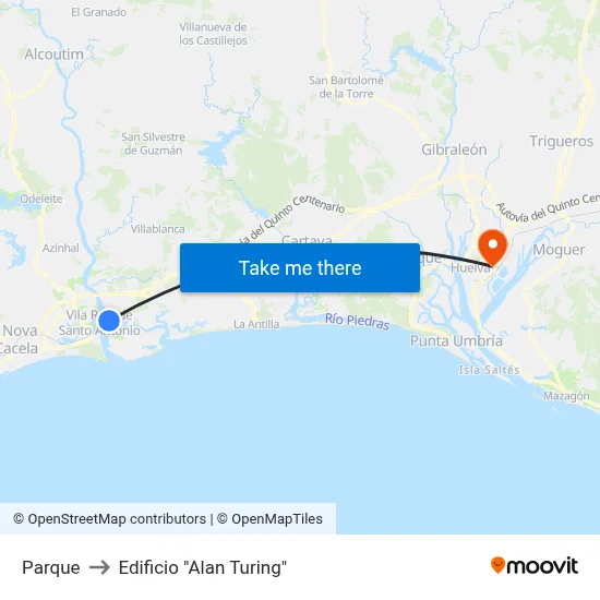 Parque to Edificio "Alan Turing" map