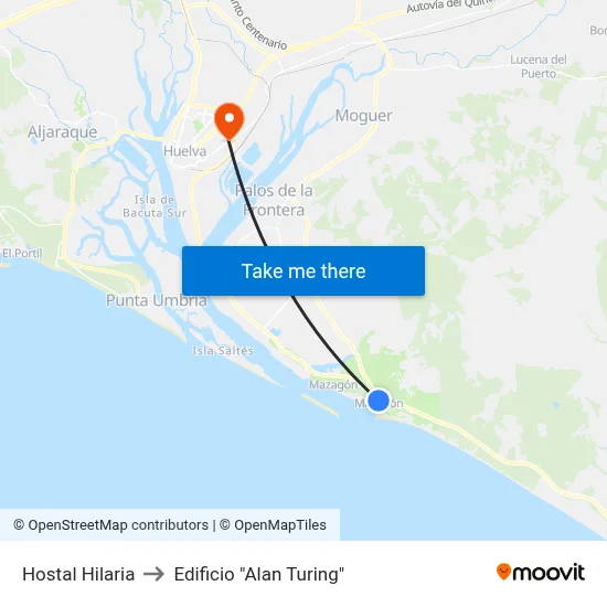 Hostal Hilaria to Edificio "Alan Turing" map