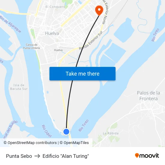 Punta Sebo to Edificio "Alan Turing" map