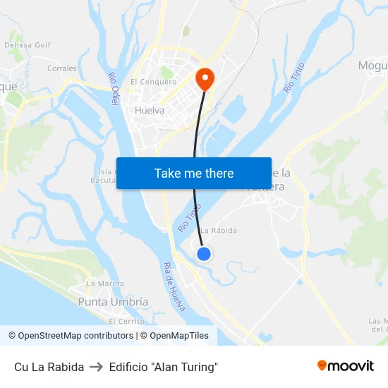 Cu La Rabida to Edificio "Alan Turing" map