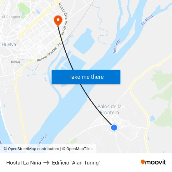 Hostal La Niña to Edificio "Alan Turing" map