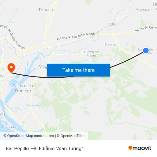 Bar Pepillo to Edificio "Alan Turing" map