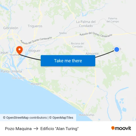 Pozo Maquina to Edificio "Alan Turing" map