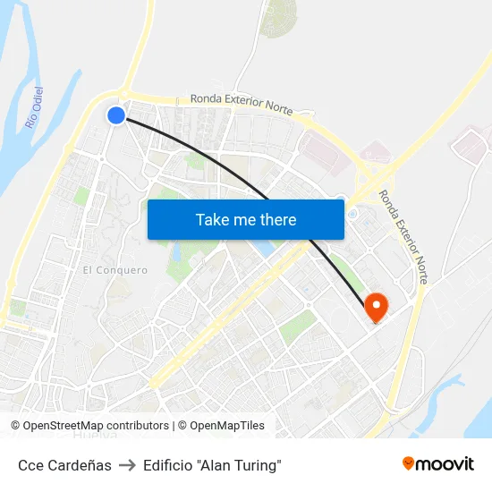 Cce Cardeñas to Edificio "Alan Turing" map