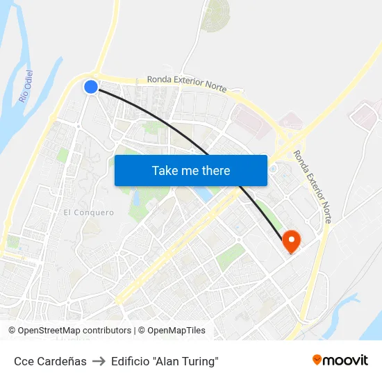 Cce Cardeñas to Edificio "Alan Turing" map