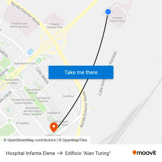 Hospital Infanta Elena to Edificio "Alan Turing" map