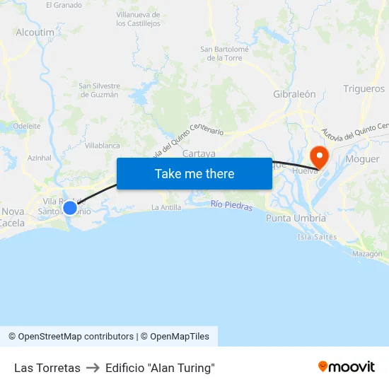 Las Torretas to Edificio "Alan Turing" map