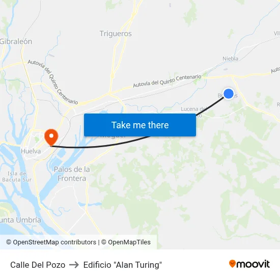 Calle Del Pozo to Edificio "Alan Turing" map