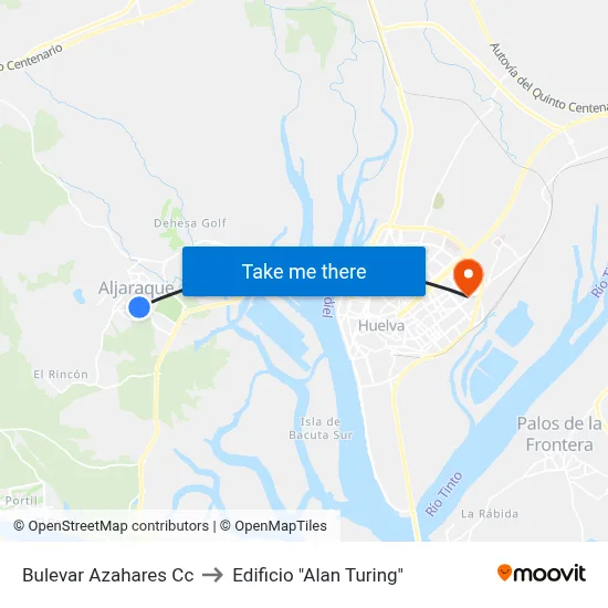 Bulevar Azahares Cc to Edificio "Alan Turing" map