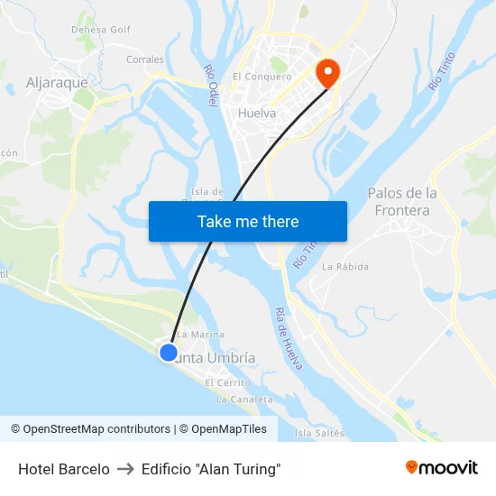Hotel Barcelo to Edificio "Alan Turing" map