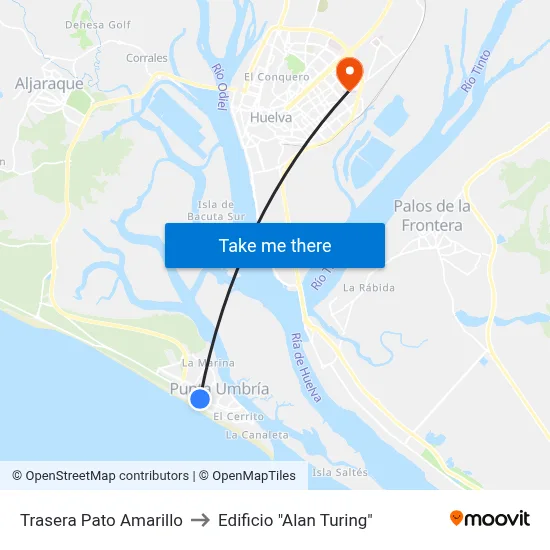Trasera Pato Amarillo to Edificio "Alan Turing" map