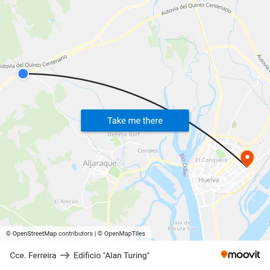 Cce. Ferreira to Edificio "Alan Turing" map