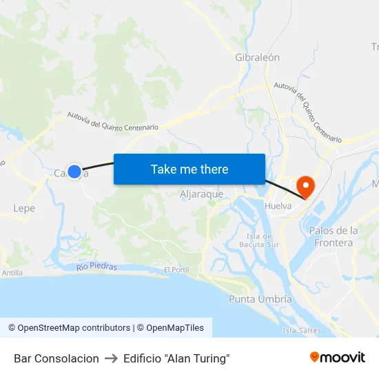 Bar Consolacion to Edificio "Alan Turing" map
