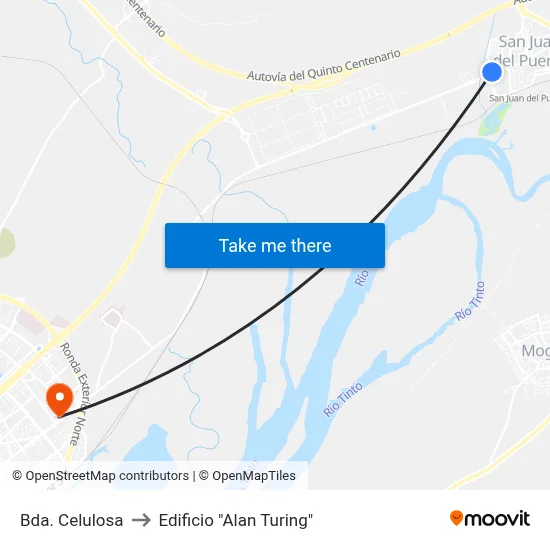 Bda. Celulosa to Edificio "Alan Turing" map