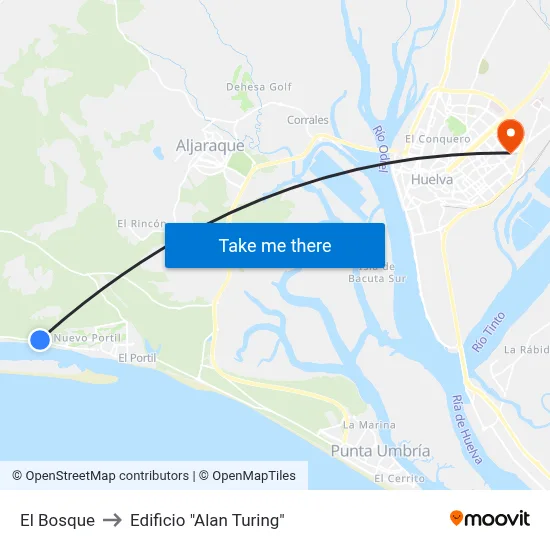 El Bosque to Edificio "Alan Turing" map