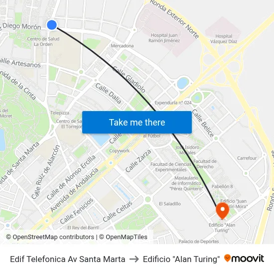 Edif Telefonica Av Santa Marta to Edificio "Alan Turing" map