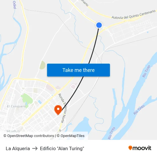 La Alqueria to Edificio "Alan Turing" map