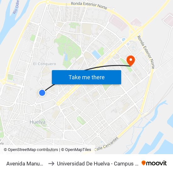 Avenida Manuel Siurot to Universidad De Huelva - Campus De El Carmen map