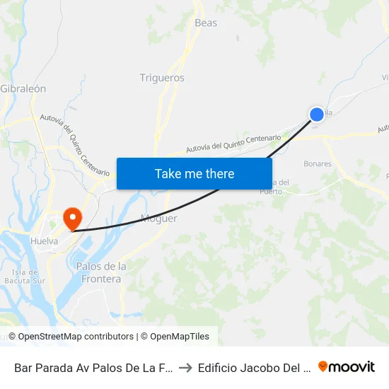 Bar Parada Av Palos De La Frontera to Edificio Jacobo Del Barco map