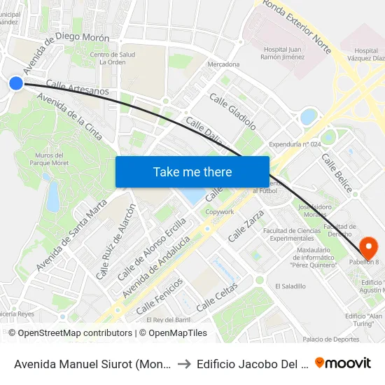 Avenida Manuel Siurot (Montessori) to Edificio Jacobo Del Barco map