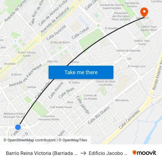 Barrio Reina Victoria (Barriada José Antonio) to Edificio Jacobo Del Barco map