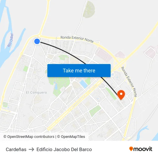 Cardeñas to Edificio Jacobo Del Barco map