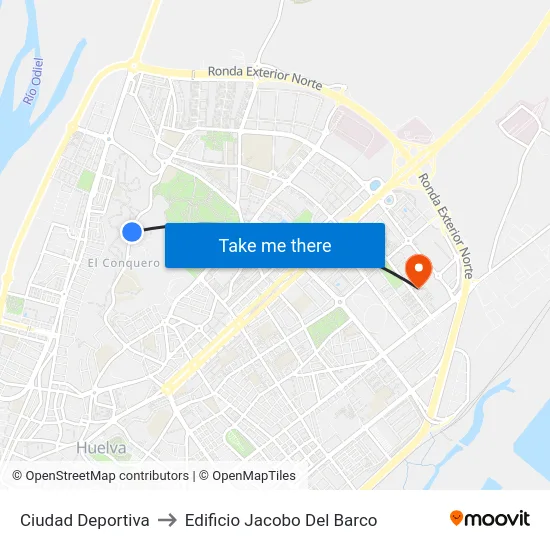 Ciudad Deportiva to Edificio Jacobo Del Barco map