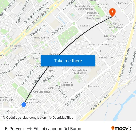 El Porvenir to Edificio Jacobo Del Barco map