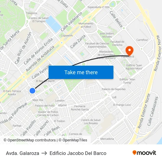Avda. Galaroza to Edificio Jacobo Del Barco map