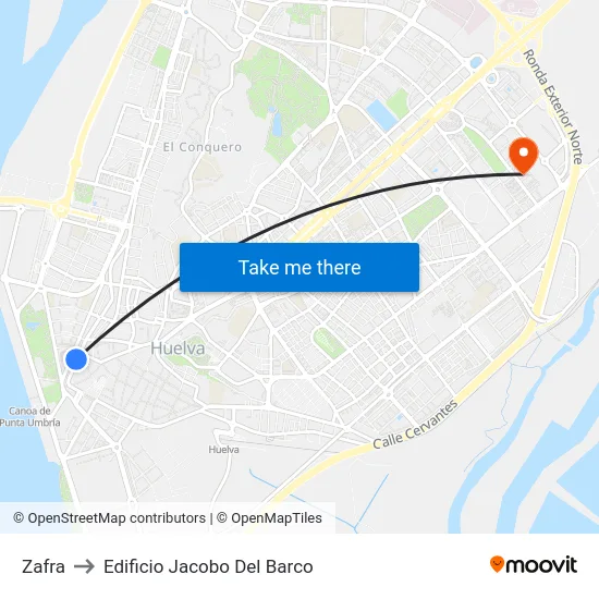 Zafra to Edificio Jacobo Del Barco map