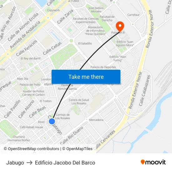 Jabugo to Edificio Jacobo Del Barco map