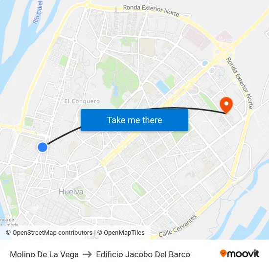 Molino De La Vega to Edificio Jacobo Del Barco map