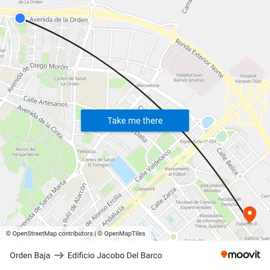 Orden Baja to Edificio Jacobo Del Barco map