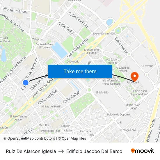 Ruíz De Alarcon Iglesia to Edificio Jacobo Del Barco map