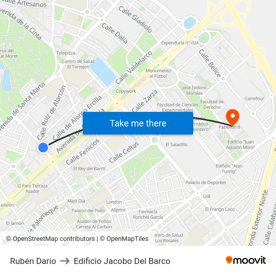 Rubén Darío to Edificio Jacobo Del Barco map