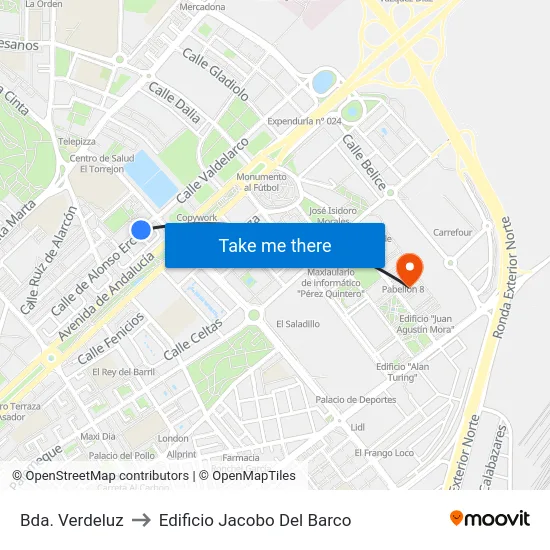 Bda. Verdeluz to Edificio Jacobo Del Barco map