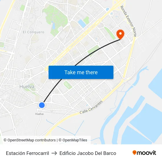 Estación Ferrocarril to Edificio Jacobo Del Barco map