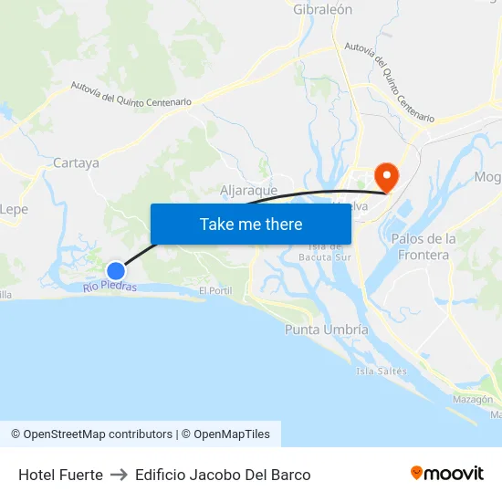 Hotel Fuerte to Edificio Jacobo Del Barco map