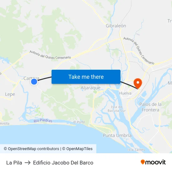 La Pila to Edificio Jacobo Del Barco map
