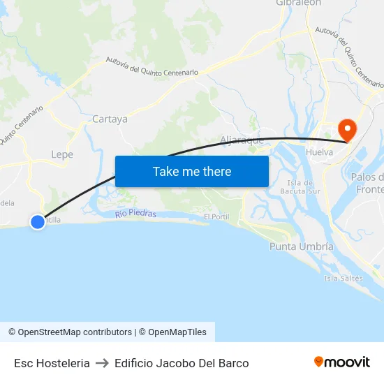 Esc Hosteleria to Edificio Jacobo Del Barco map