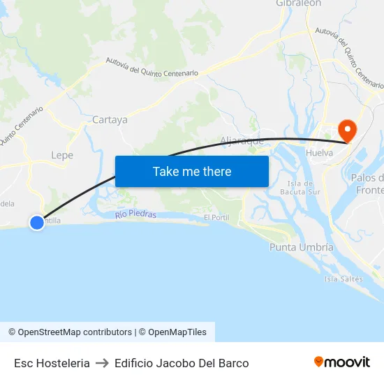 Esc Hosteleria to Edificio Jacobo Del Barco map